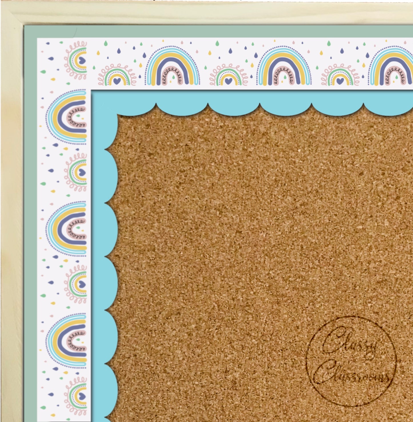 Plain sage green border scalloped (10m roll)