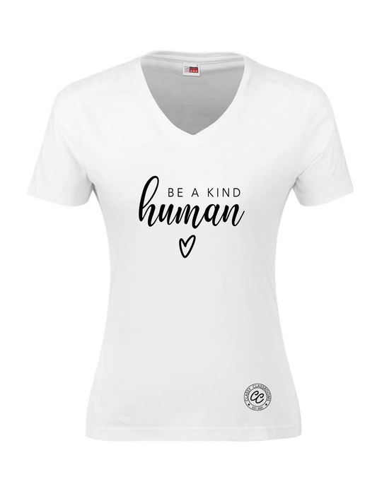 Women’s Be A Kind Human t-shirt (White | Black)