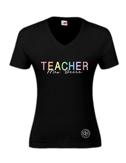 Women’s CUSTOM TEACHER t-shirt (White | Black)