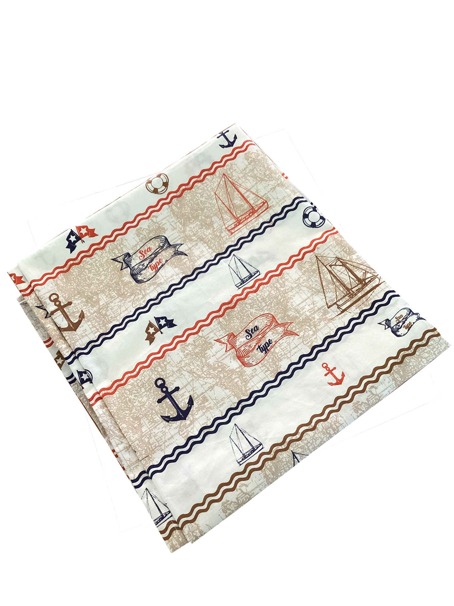 Our nautical themed table cloth almost lets you smell the salty ocean