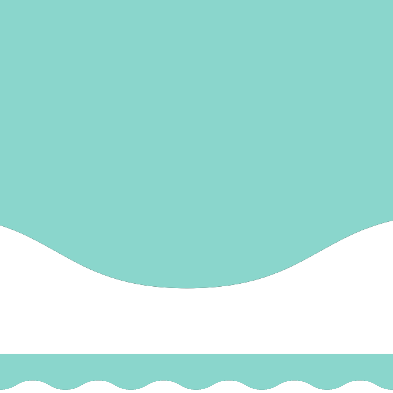 Plain light teal border wave cut (10m roll)