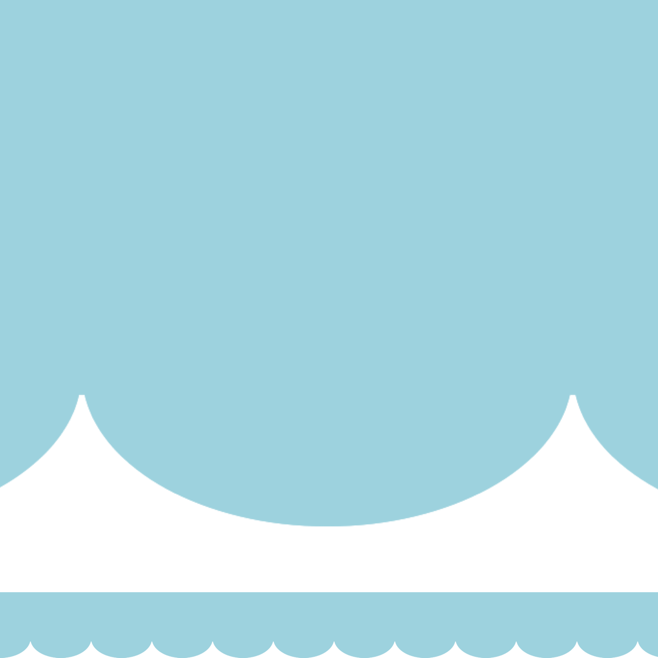 Rainbow light blue plain border scalloped (10m roll)