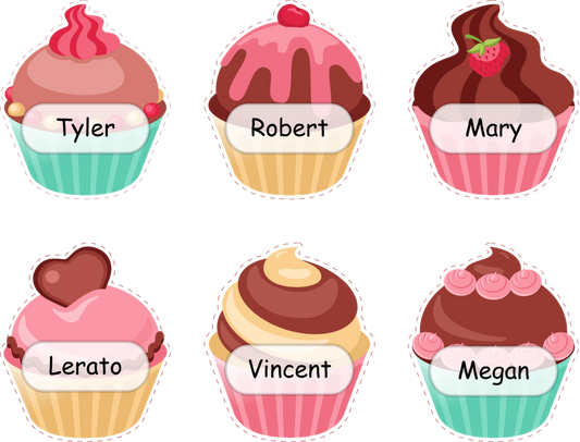 Student nameplates (Small x36) - Cupcake