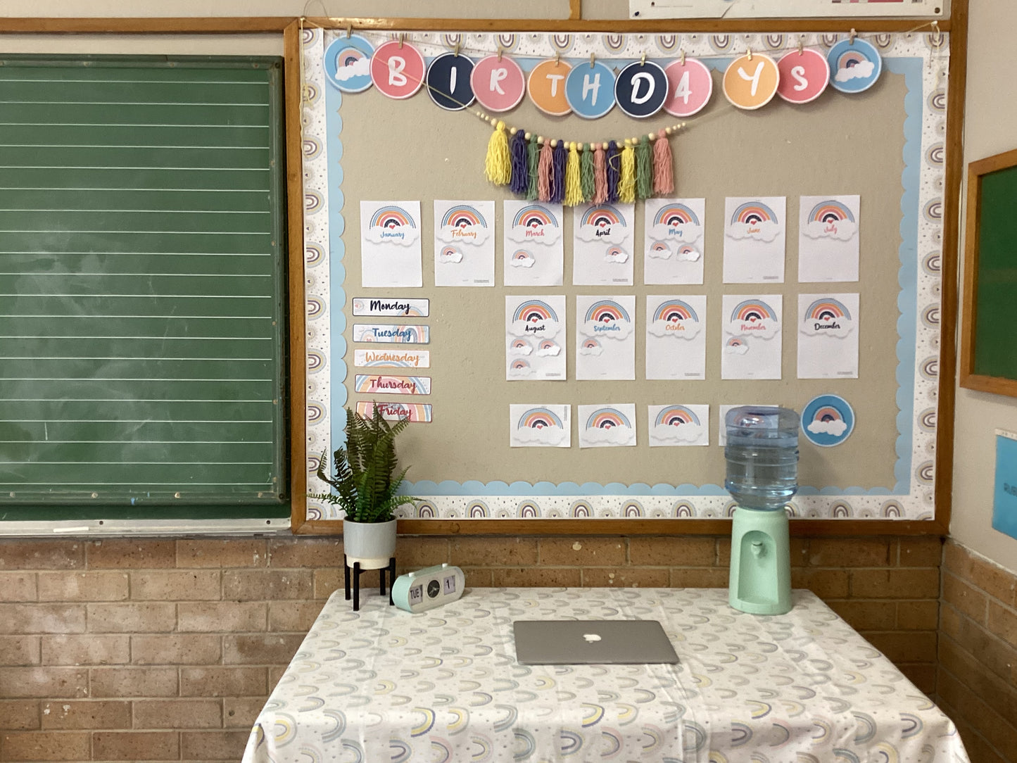 Rainbow boho table cloth