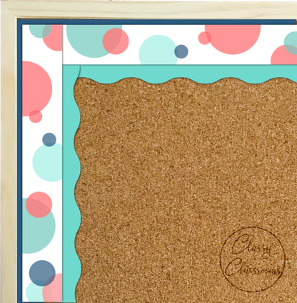 Plain light teal border wave cut (10m roll)