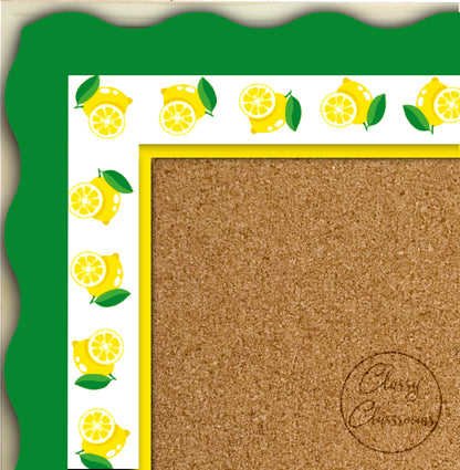 Lemon yellow border scalloped (10m roll)
