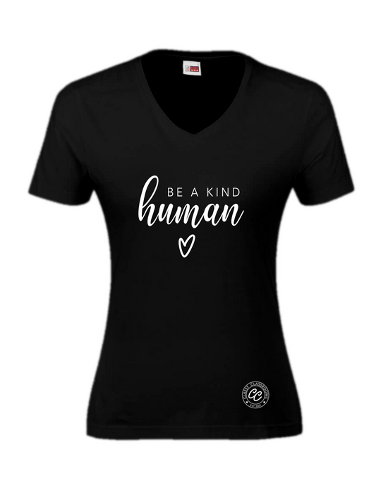 Women’s Be A Kind Human t-shirt (White | Black)