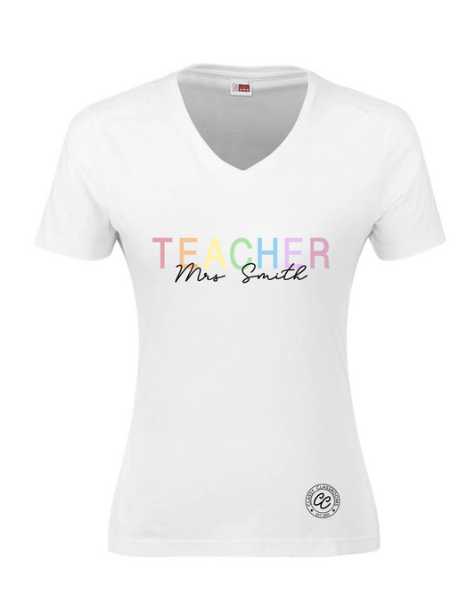 Women’s CUSTOM TEACHER t-shirt (White | Black)