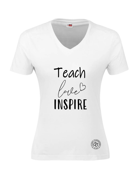 Women’s TeachLoveInspire t-shirt (White | Black)