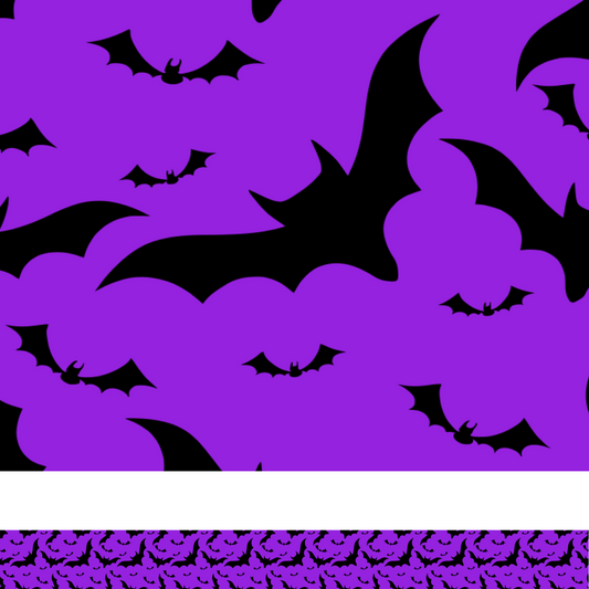 Halloween bats with purple background border (10m roll)