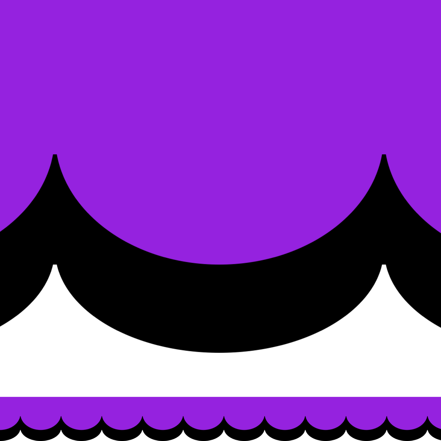 Purple and black trim border scalloped (10m roll)