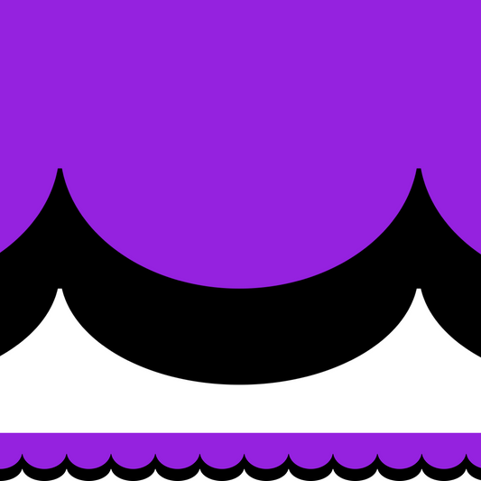 Purple and black trim border scalloped (10m roll)