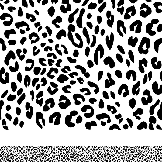 Leopard print black and white border (10m roll)