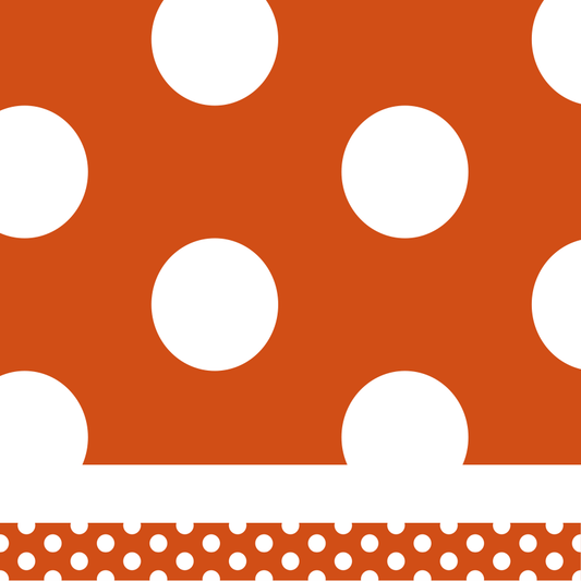 Burnt orange polkadot border (10m roll)