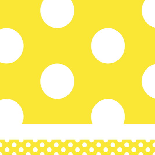 Lemon yellow polkadot border (10m roll)