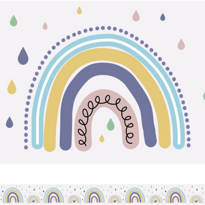 Rainbow boho cream border (10m roll)