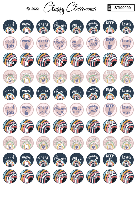 Rainbow boho theme teacher stickers (80 vinyl stickers)