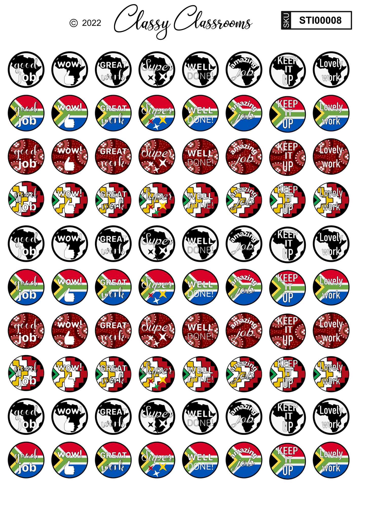 African heritage teacher stickers (80 vinyl stickers)