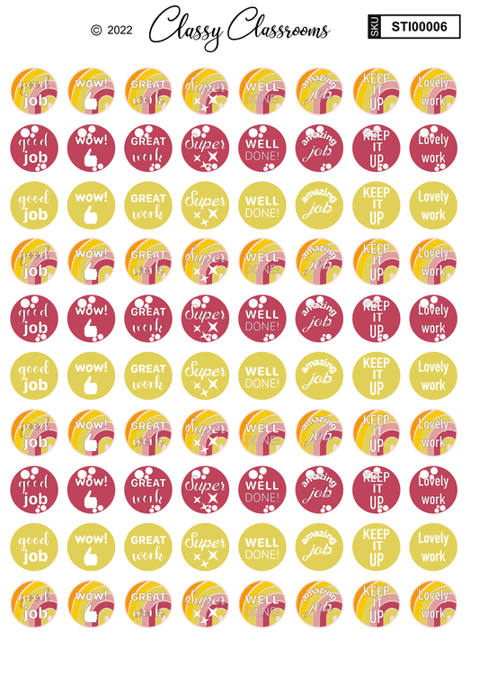 Rainbow theme teacher stickers (80 vinyl stickers)