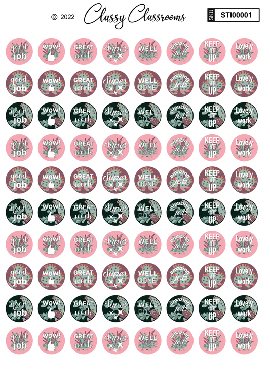 Succulent palette teacher stickers (80 vinyl stickers)