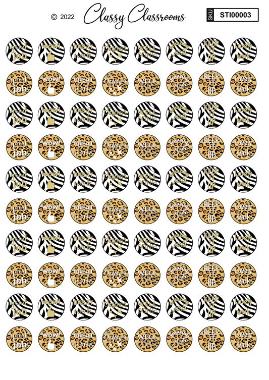 Wild animal teacher stickers (80 vinyl stickers)